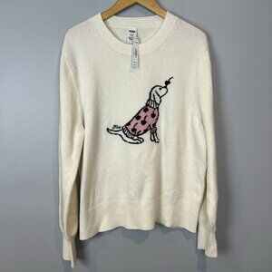 Victoria's Secret Pink Sweater Dog with Script Logo Size XL Super Soft NWT